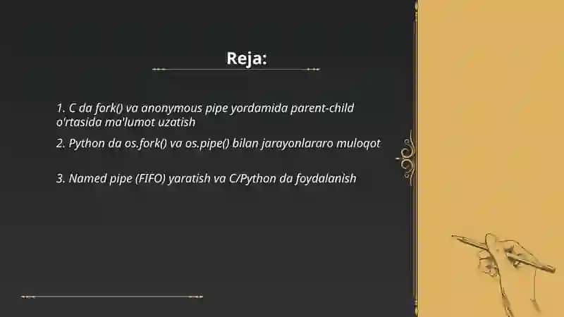 IPC (kanallar | signallar) va foydali dasturlash 2