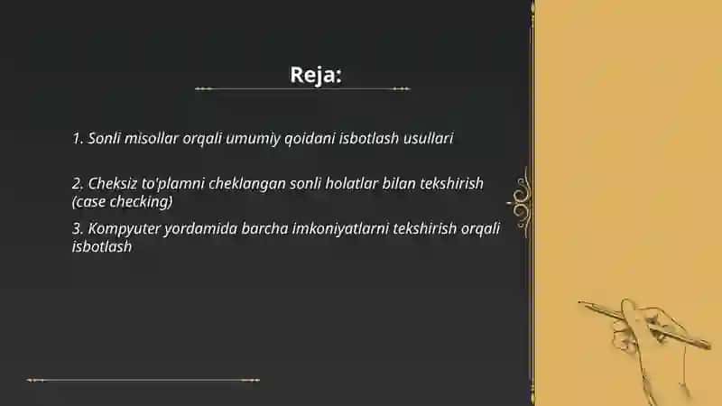Sonli yechimlar orqali masalani isbotlash 2