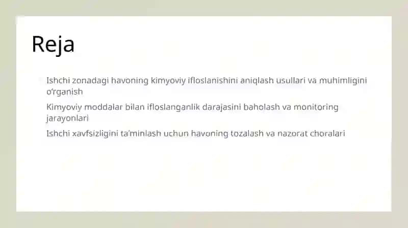 Ishchi zonasi kimyoviy ifloslanishini baholash 2
