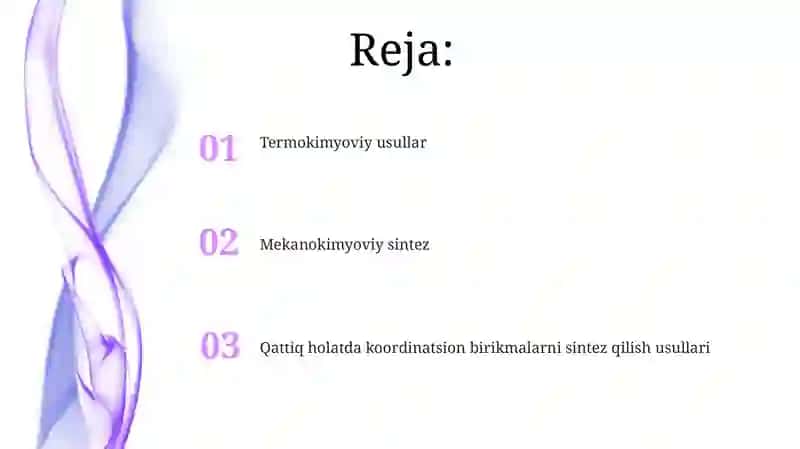 Qattiq holatda koordinatsion birikmalarni sintez qilish usullari 2