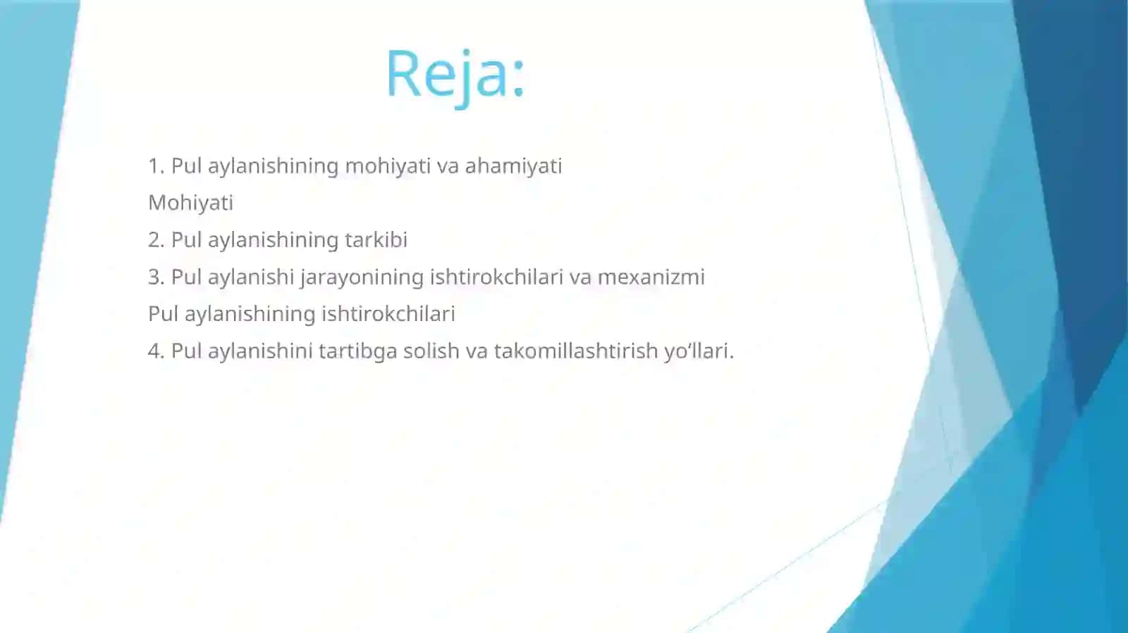 Pul aylanmasi va uning tarkibi 2
