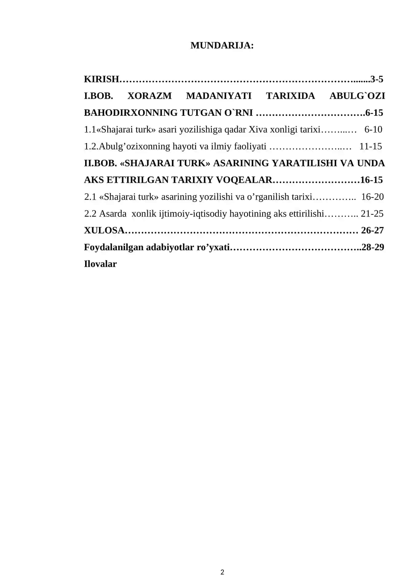 ABULG’OZI BAHODIRXON VA UNING “SHAJARAI TURK” ASARI 2
