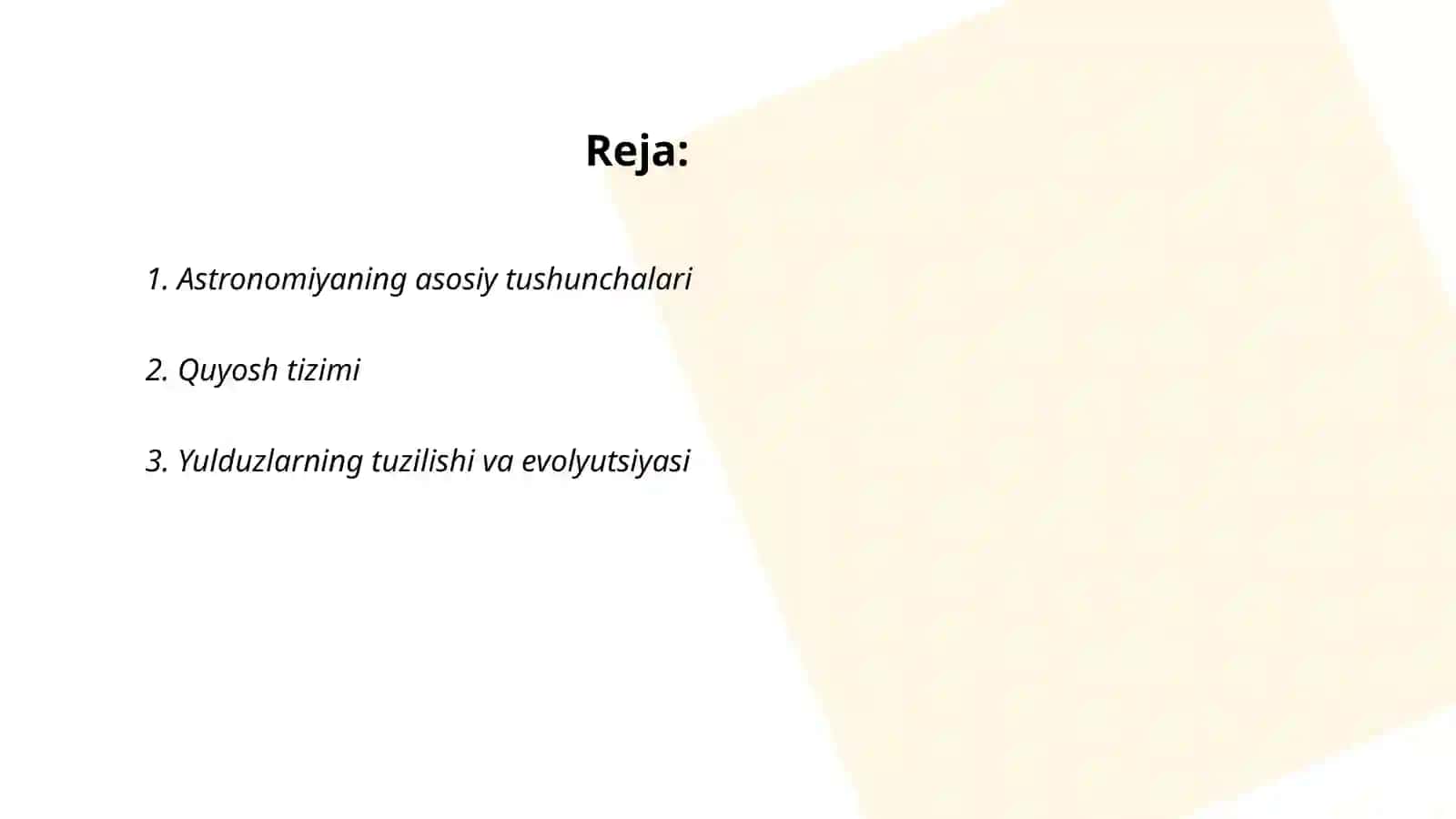 Astronomiya bo‘ylab sayohat. Astronomiya o‘qitishga dastlabki tayyorgarlik 2