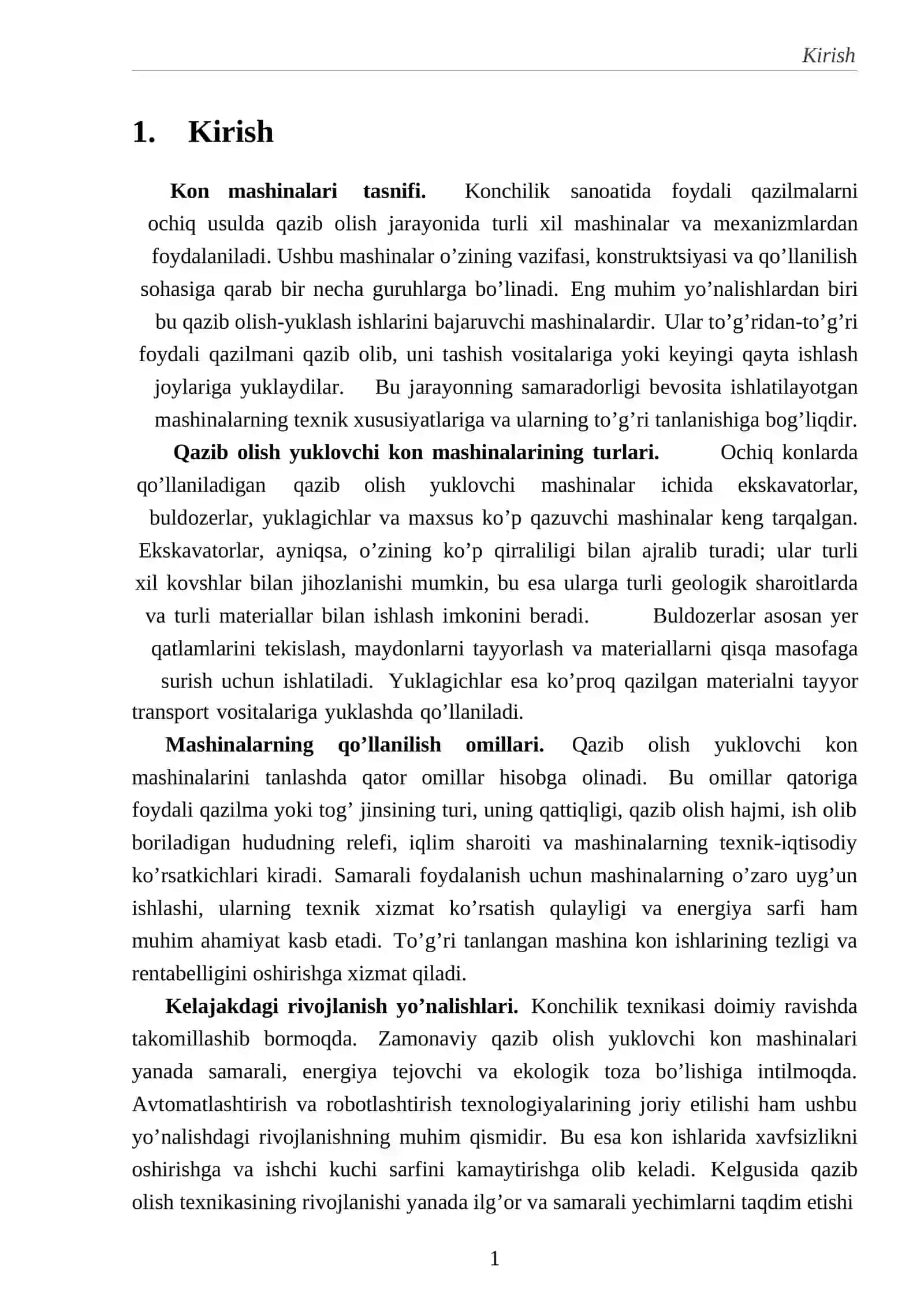 Kon ishi fanidan Ochiq usulda qazib olishda ishlatiladigan qazib olish yuklovchi kon mashinalari 2