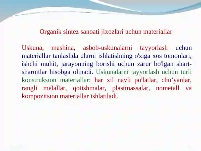 USKUNA VA JIHOZLARNI TAYYORLASH MATERIALLARI 2