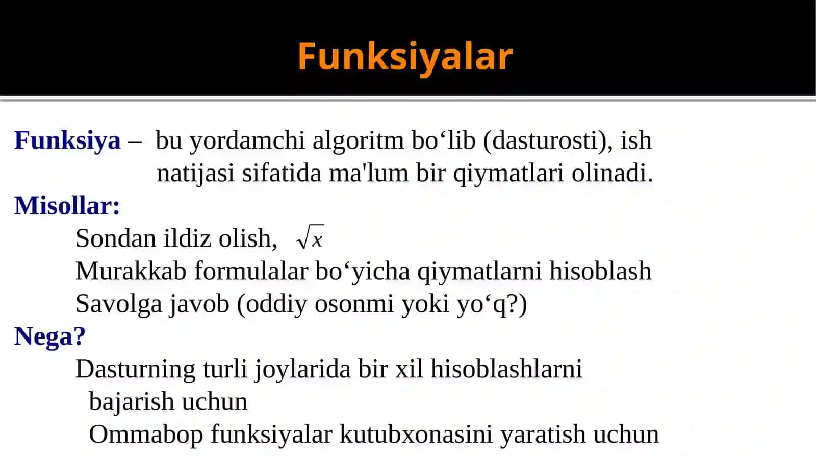 Funksiyalar 2