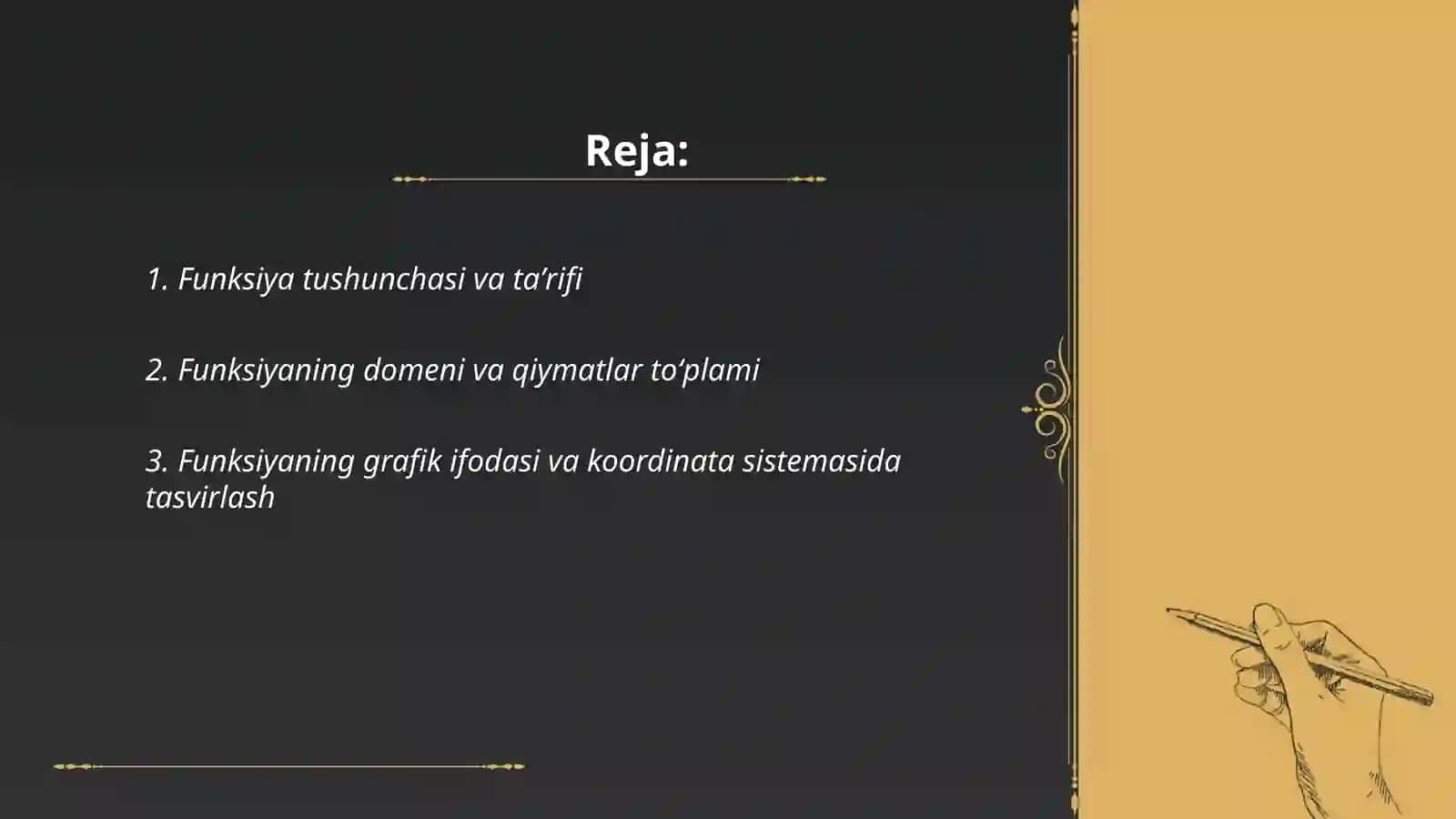 Funksiya tushunchasi. Elementar funksiyalar 2