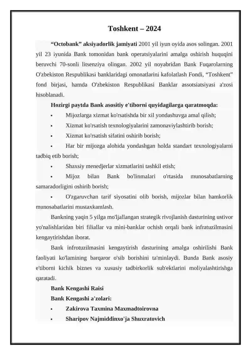 OʼZBEKISTON RESPUBLIKASI BANKLARIDA DEPOZIT OPERATSIYALARI 2