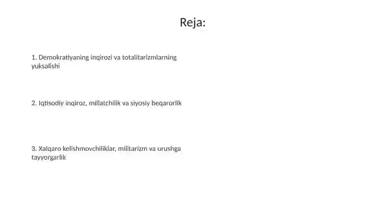 Jahon urushlari oraliģida siyosiy hayot 2