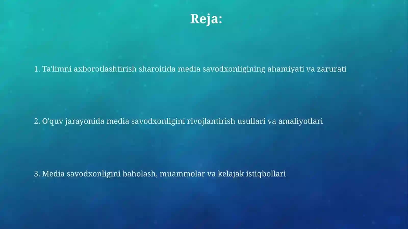 Media savodxonligi rivojlantirish 2