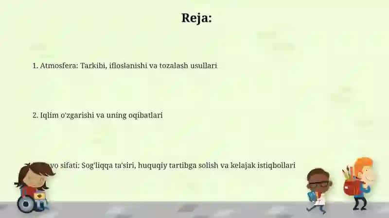 Atmosfera: Tarkibi, ifloslanishi va tozalash usullari 2