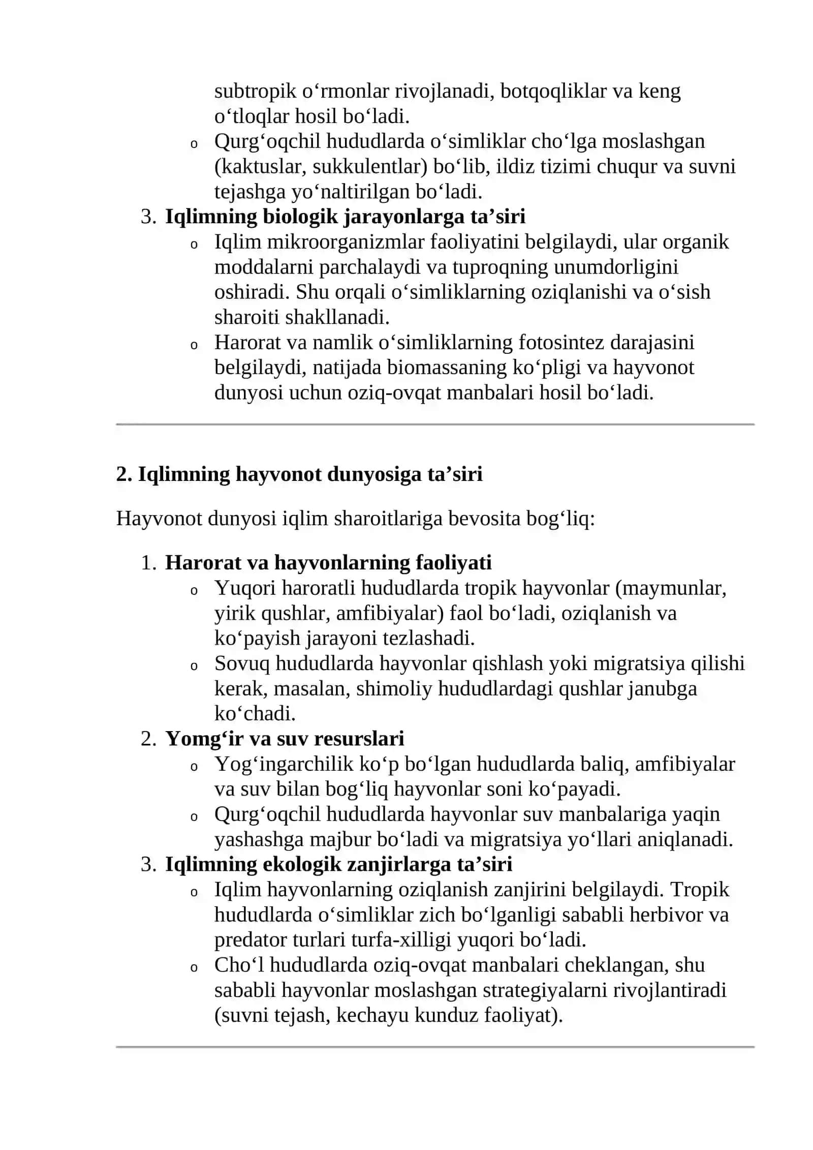 Iqlim va relyefning o‘simliklar va hayvonot dunyosiga ta’siri 2
