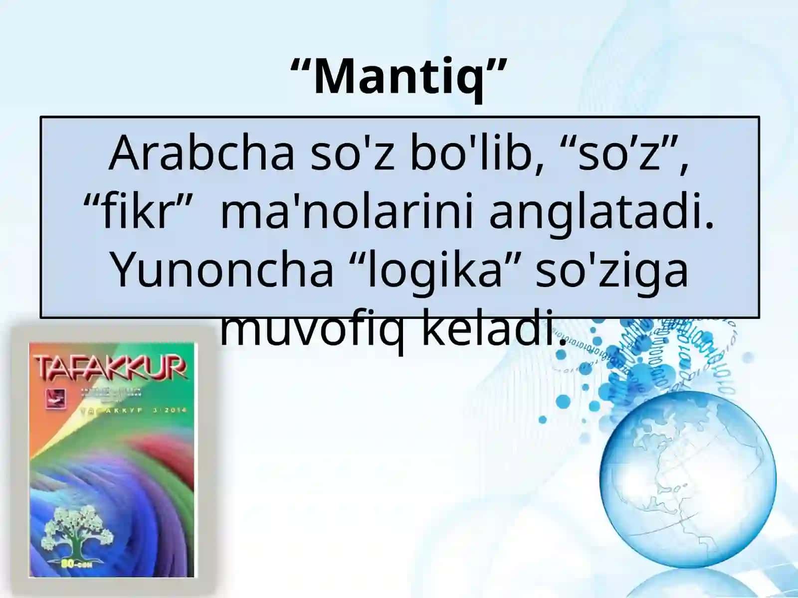 M A N T I Q. Jamiyat falsafasi 2