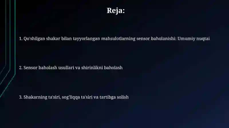 Qo'shilgan shakar bilan tayyorlangan mahsulotlariga sensorik baho berish 2