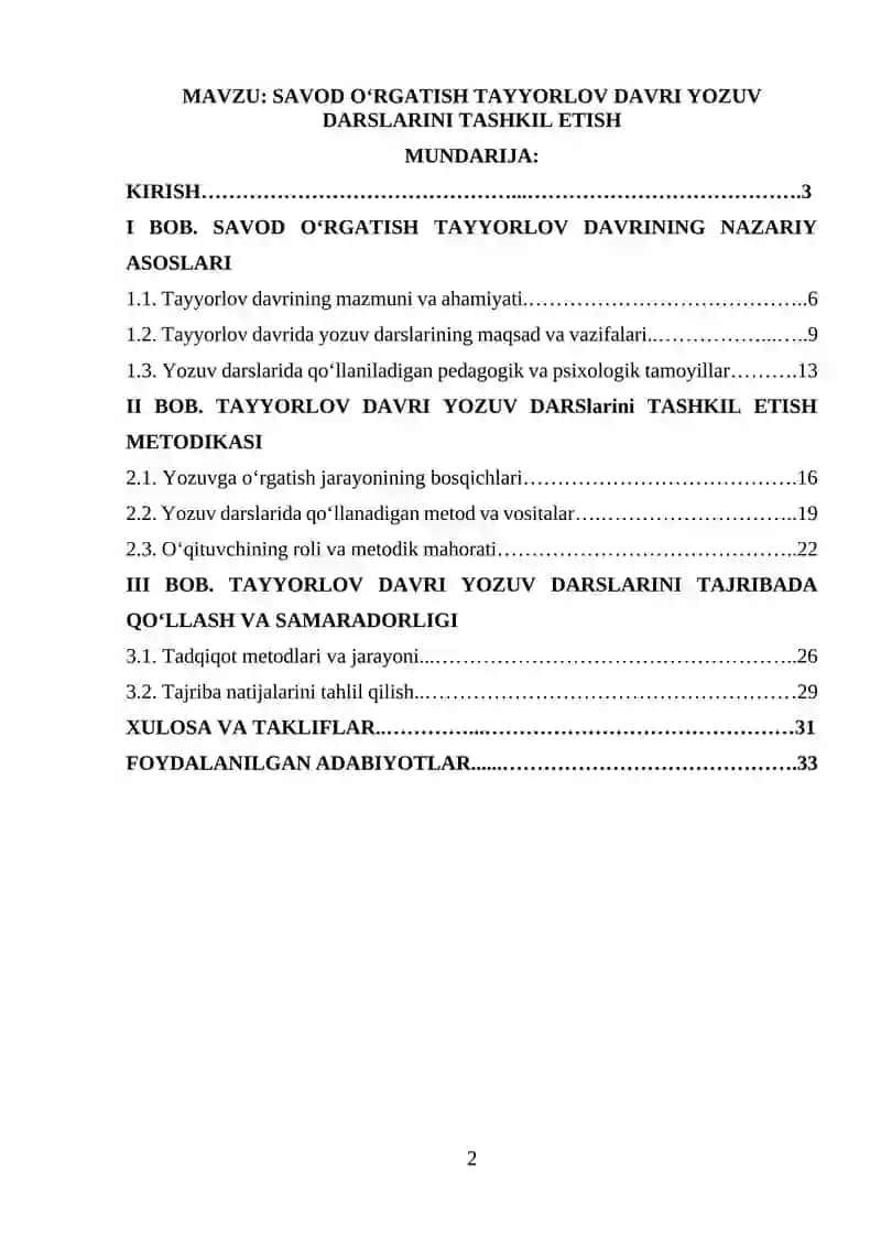 Savod o‘rgatish tayyorlov davri yozuv darslarini tashkil etish 2