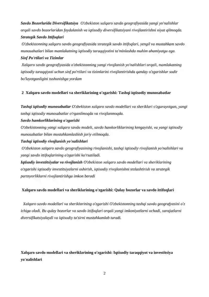 O'zbekiston xalqaro savdo geografiyasi 2