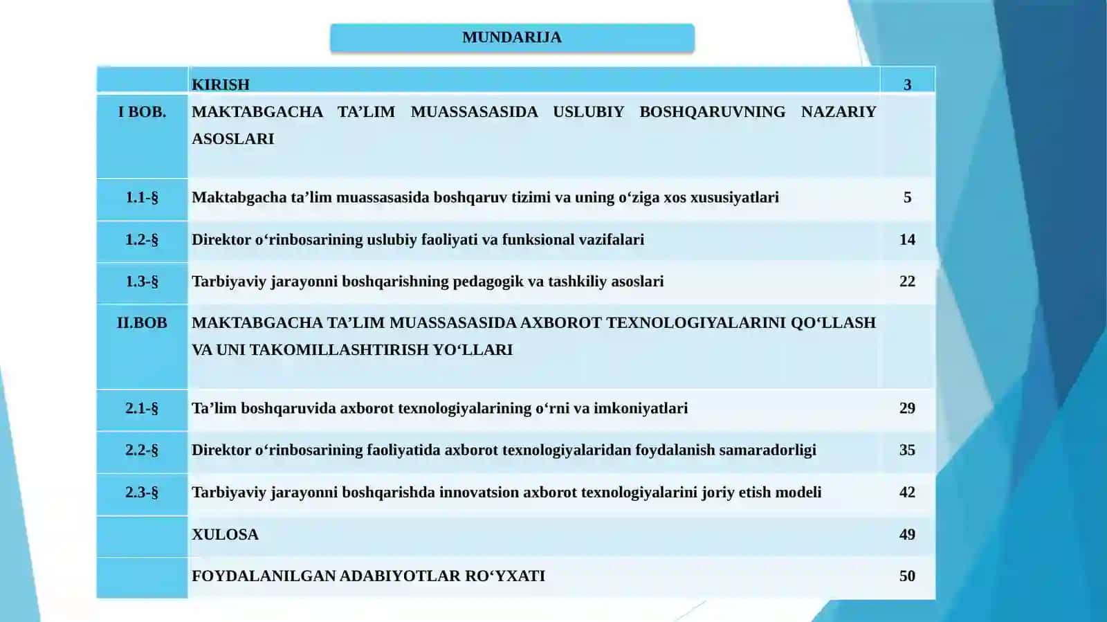 MAKTABGACHA TA’LIM MUASSASASI USLUBIY BOSHQARUVIDA DIREKTOR O‘RINBOSARI VA TARBIYANI BOSHQARISH JARAYONIDA AXBOROT TEXNOLOGIYALARINI QO‘LLASH 2