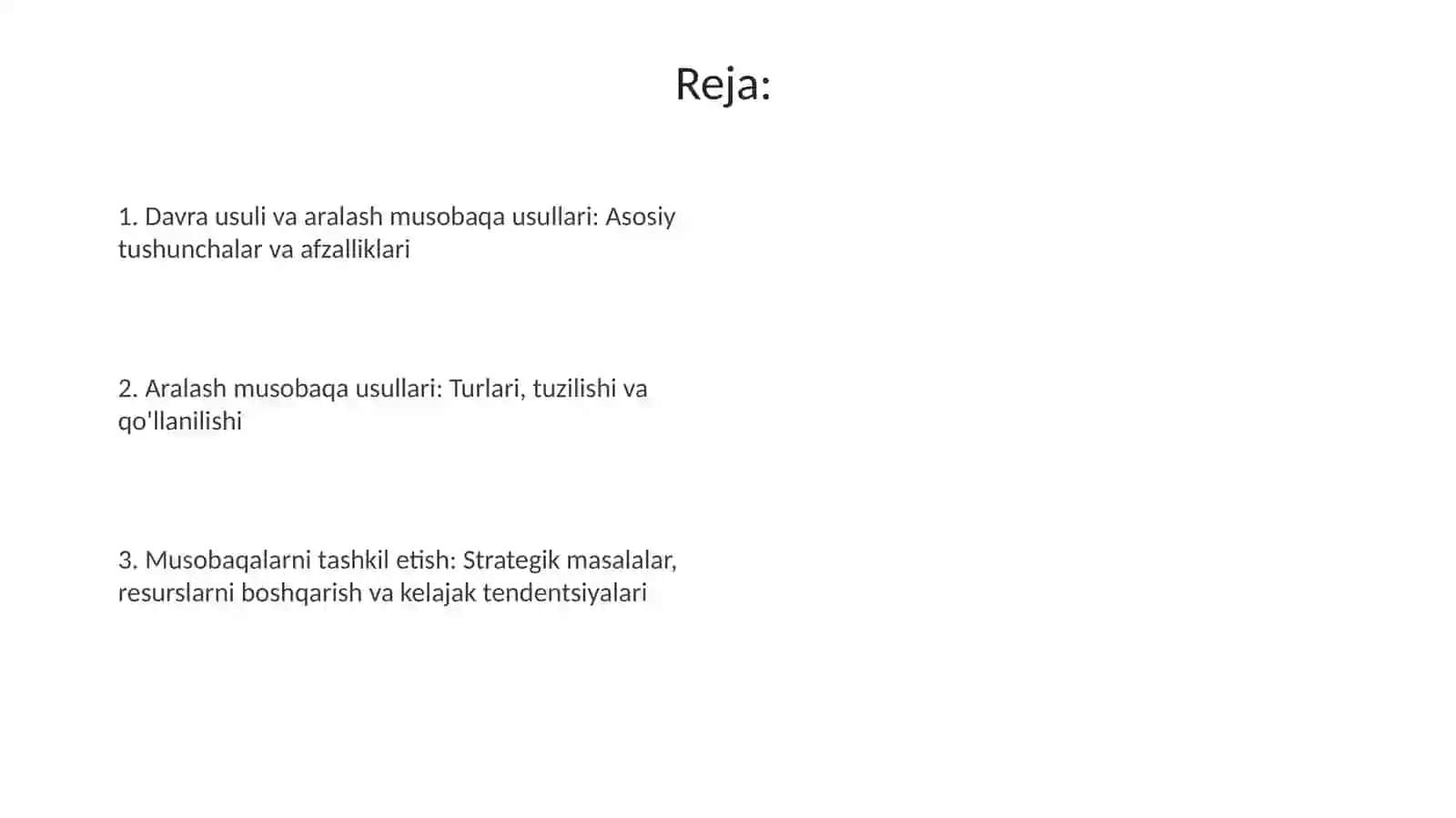 Davra usuli va aralash musobaqa usullari 2