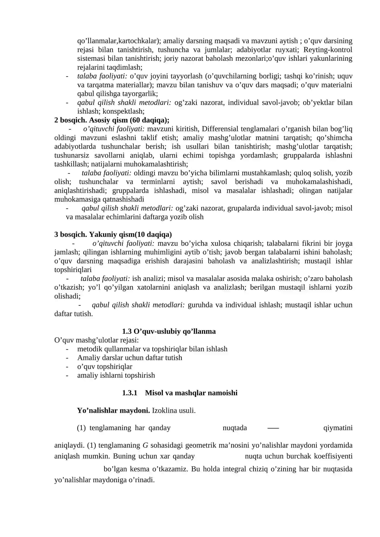 Birinchi tartibli hosilaga nisbatan yechilgan differensial tenglamaning geometrik ma’nosi 2