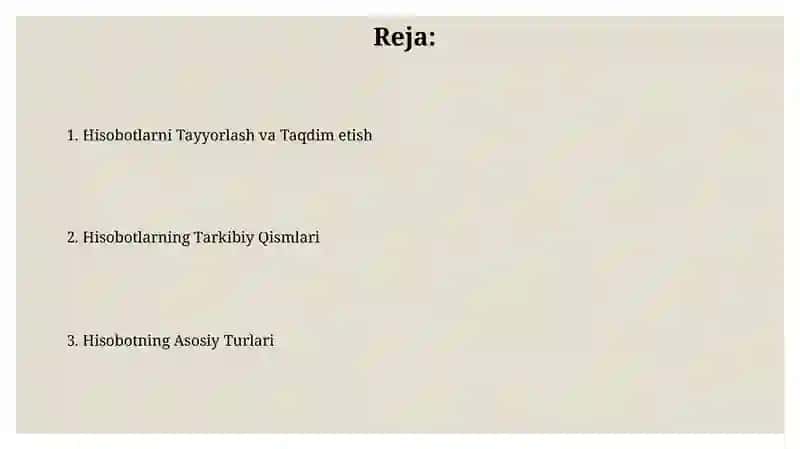 Ma'ruza hisobotlari 2