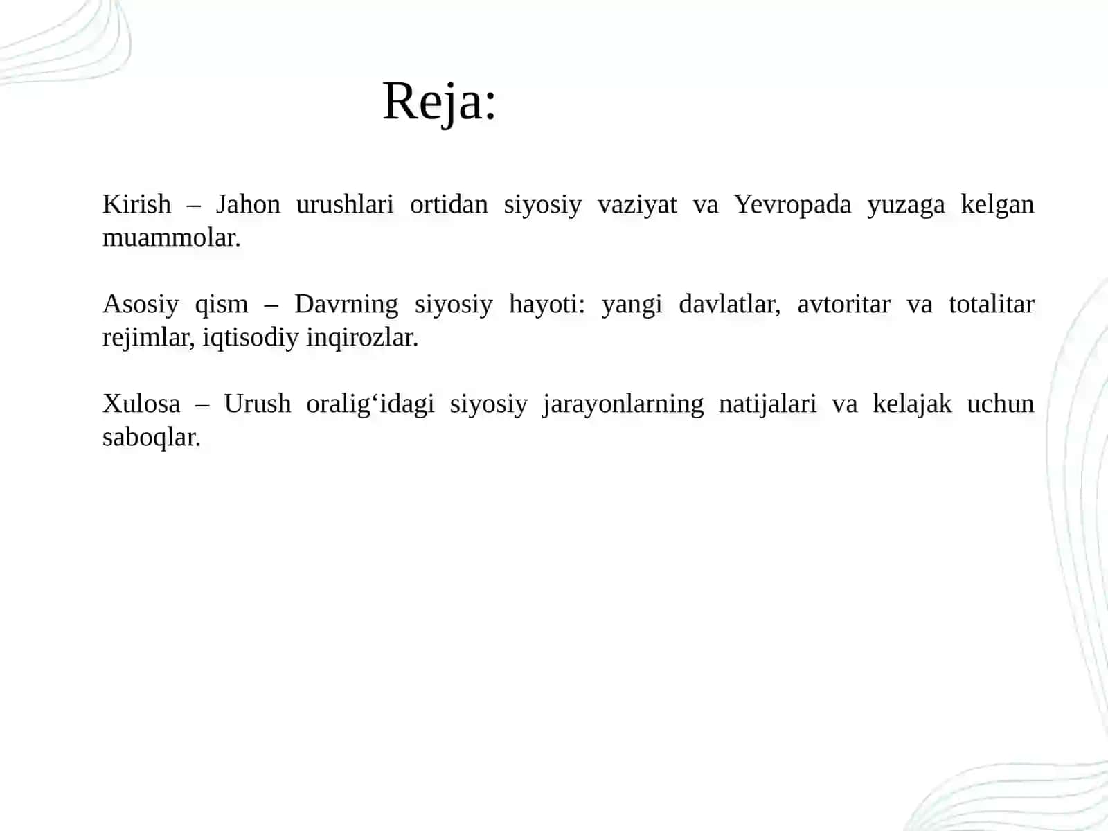 Jahon urushlari oralig’idagi siyosiy hayot 2