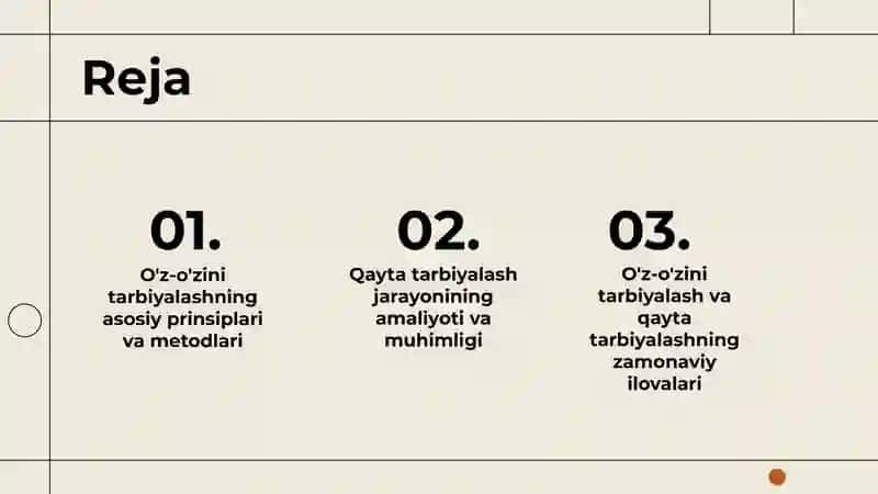 O'z-O'zini Tarbiyalash va Qayta Tarbiyalash 2