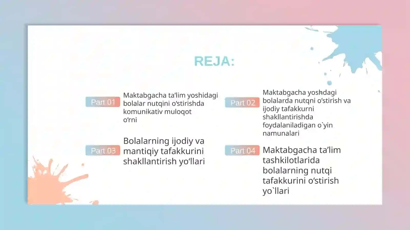 Maktabgachatarbiya yoshidagi bolalarda nutqvatafakkurnishakllanishiningo’zaromunosabatlariningxususiyatlari 2