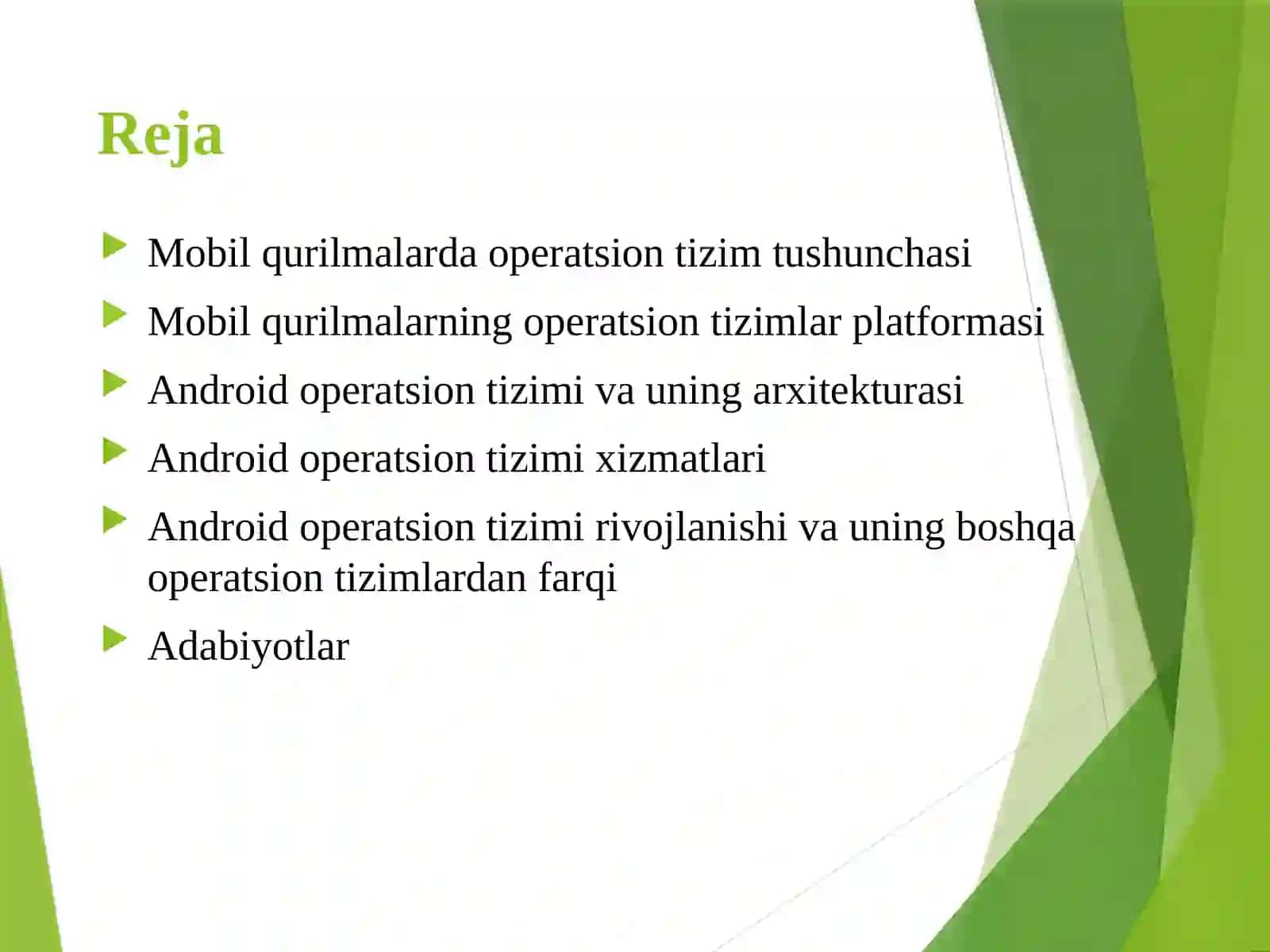Mobil qurilmalar uchun operatsion tizimlar 2