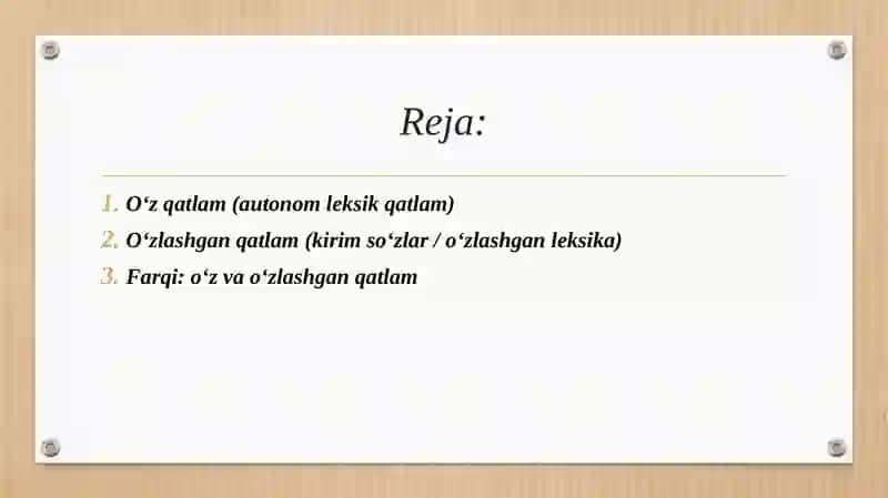 Oʻzbek tili leksikasida oʻz va oʻzlashgan qatlam 2