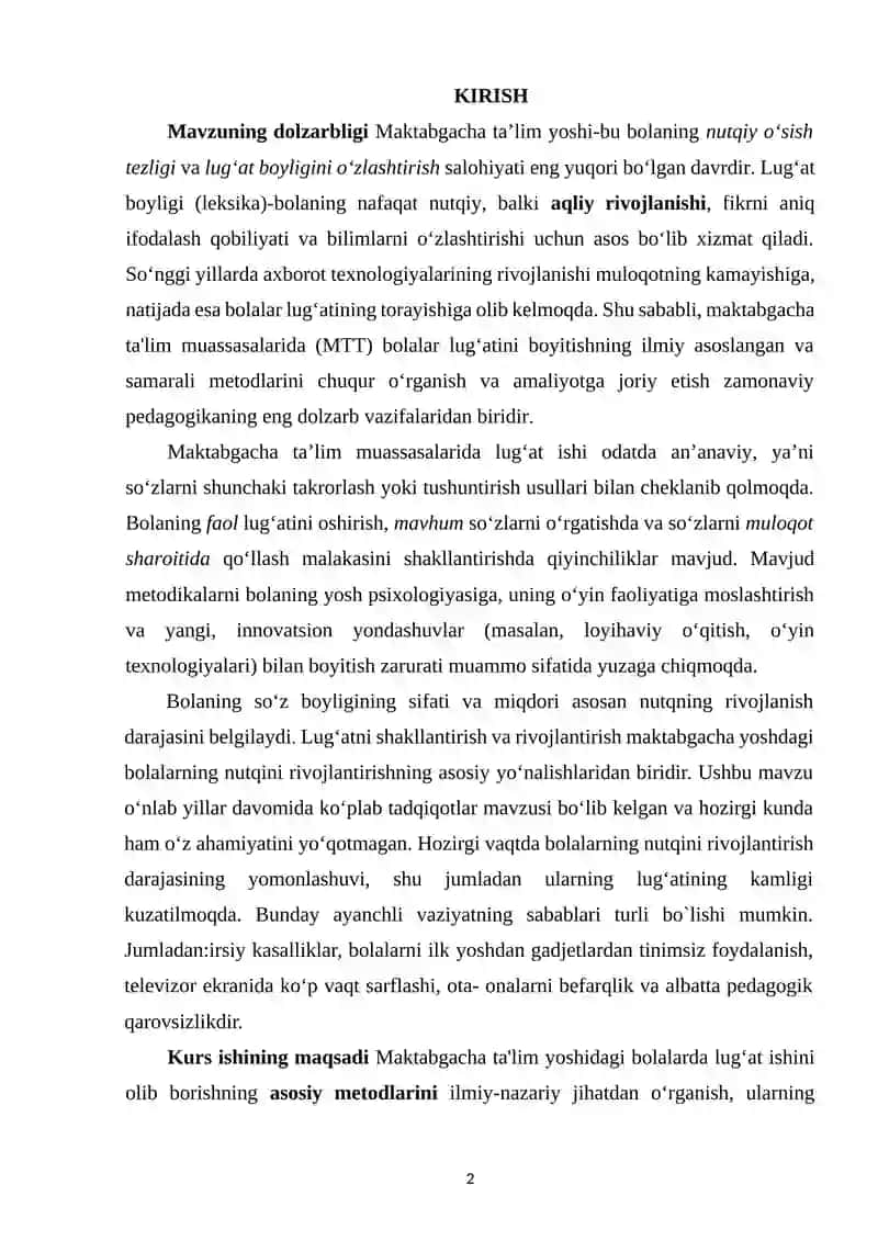 MAKTABGACHA TA'LIM YOSHIDAGI BOLALARDA LUG‘AT ISHINING ASOSIY METODLARI 2
