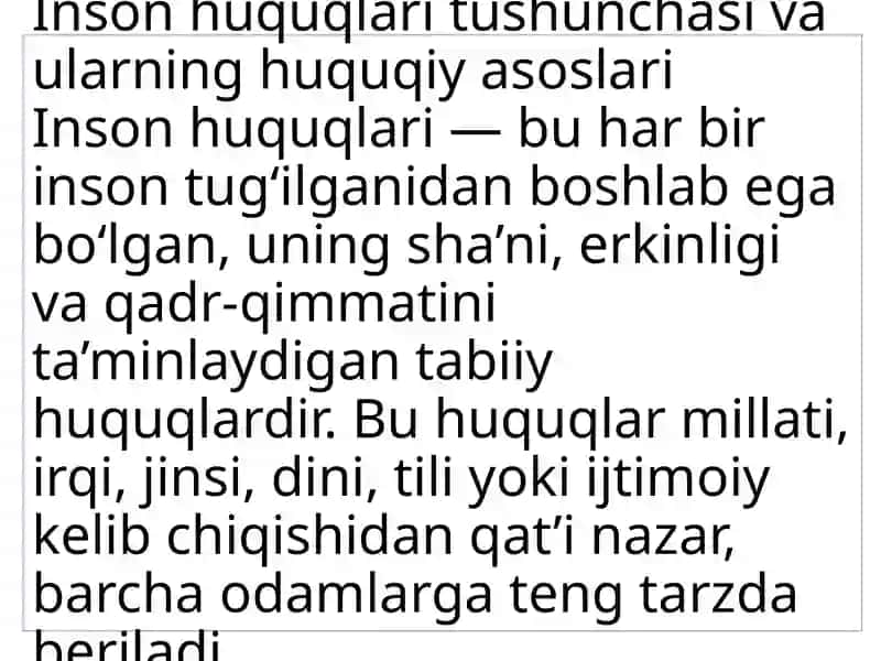 O’zbekistonda inson huquqlari va erkinliklari kafolatining yaratilishi 2
