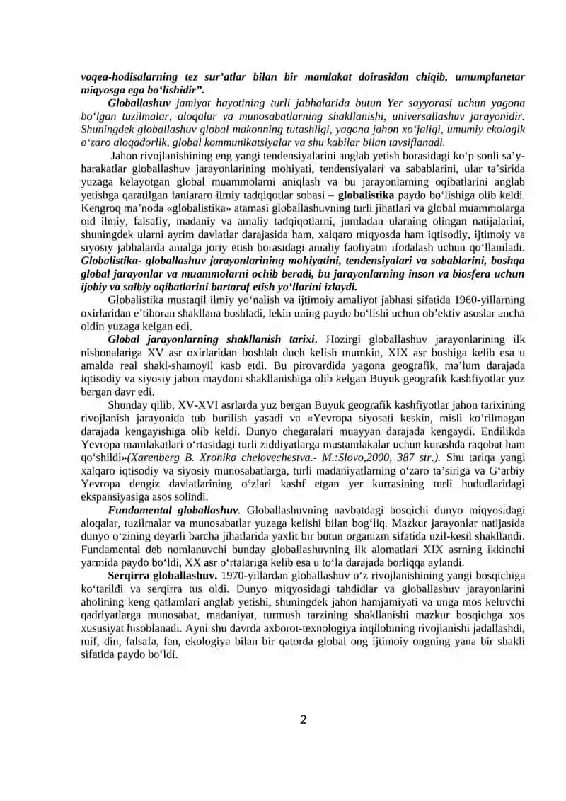 Globallashuv va barqaror taraqqiyot falsafasi 2