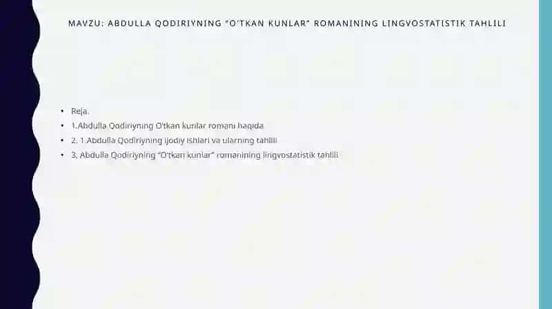Abdulla Qodiriyning “O‘tkankunlar” romanining lingvostatistik tahlili 2
