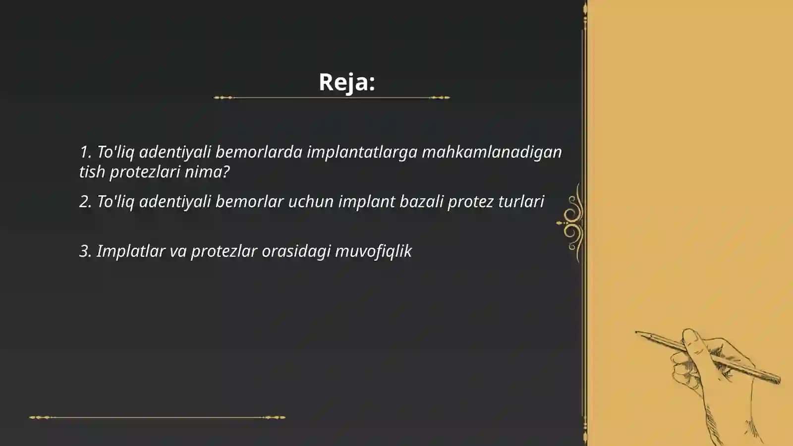 To'liq adentiyali bemorlar implantatlarga mahkamlanadigan tish protezlari 2