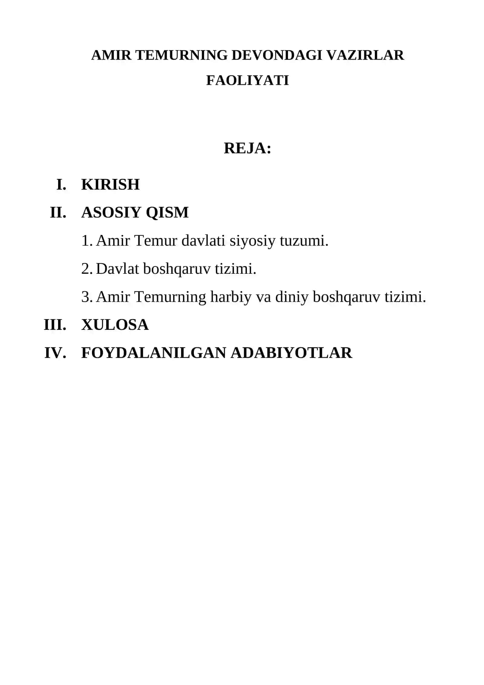 AMIR TEMURNING DEVONDAGI VAZIRLAR FAOLIYATI 2