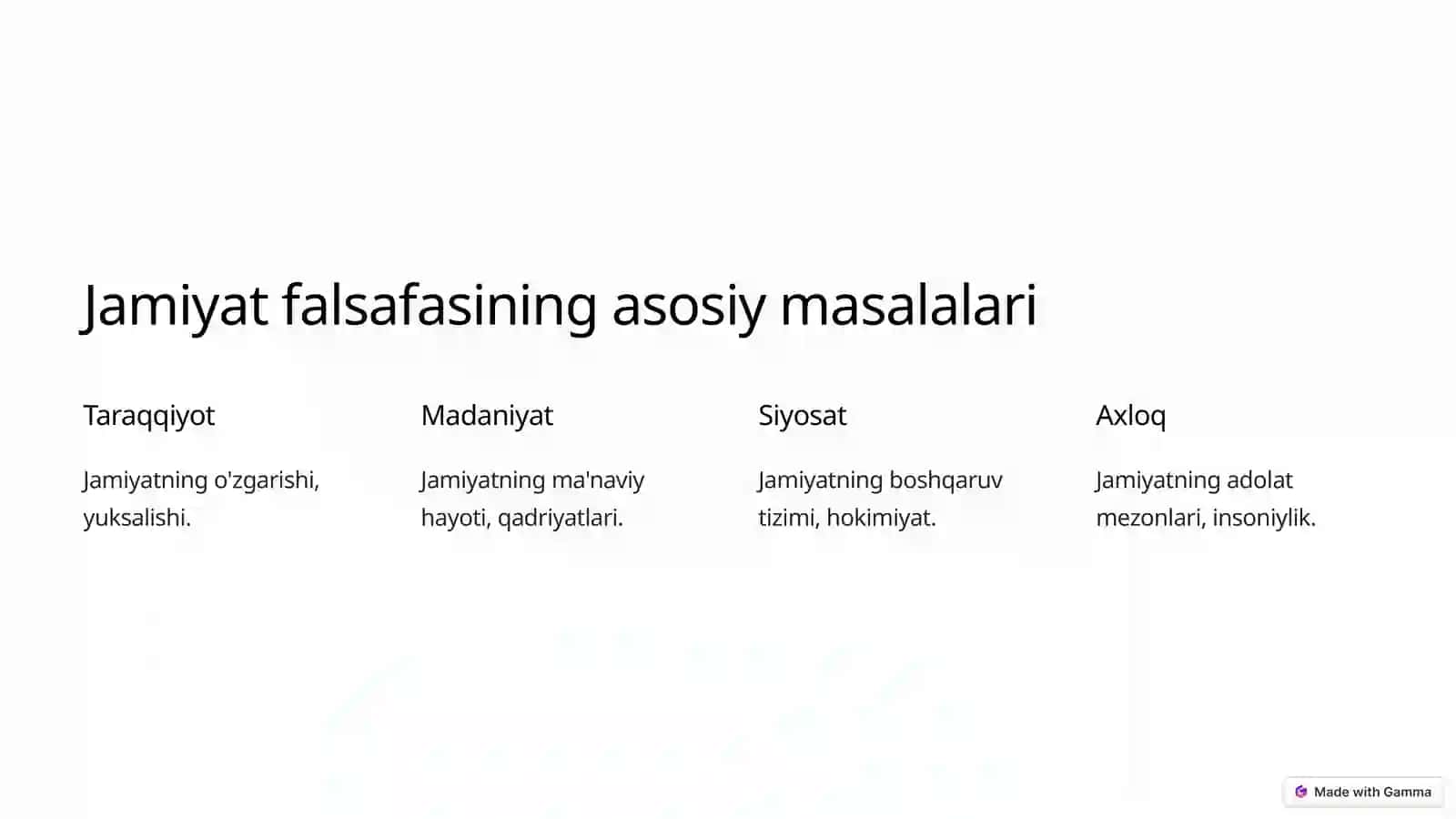 Jamiyat falsafasi: mohiyat, rivojlanish bosqichlari va asosiy yo'nalishlar 2