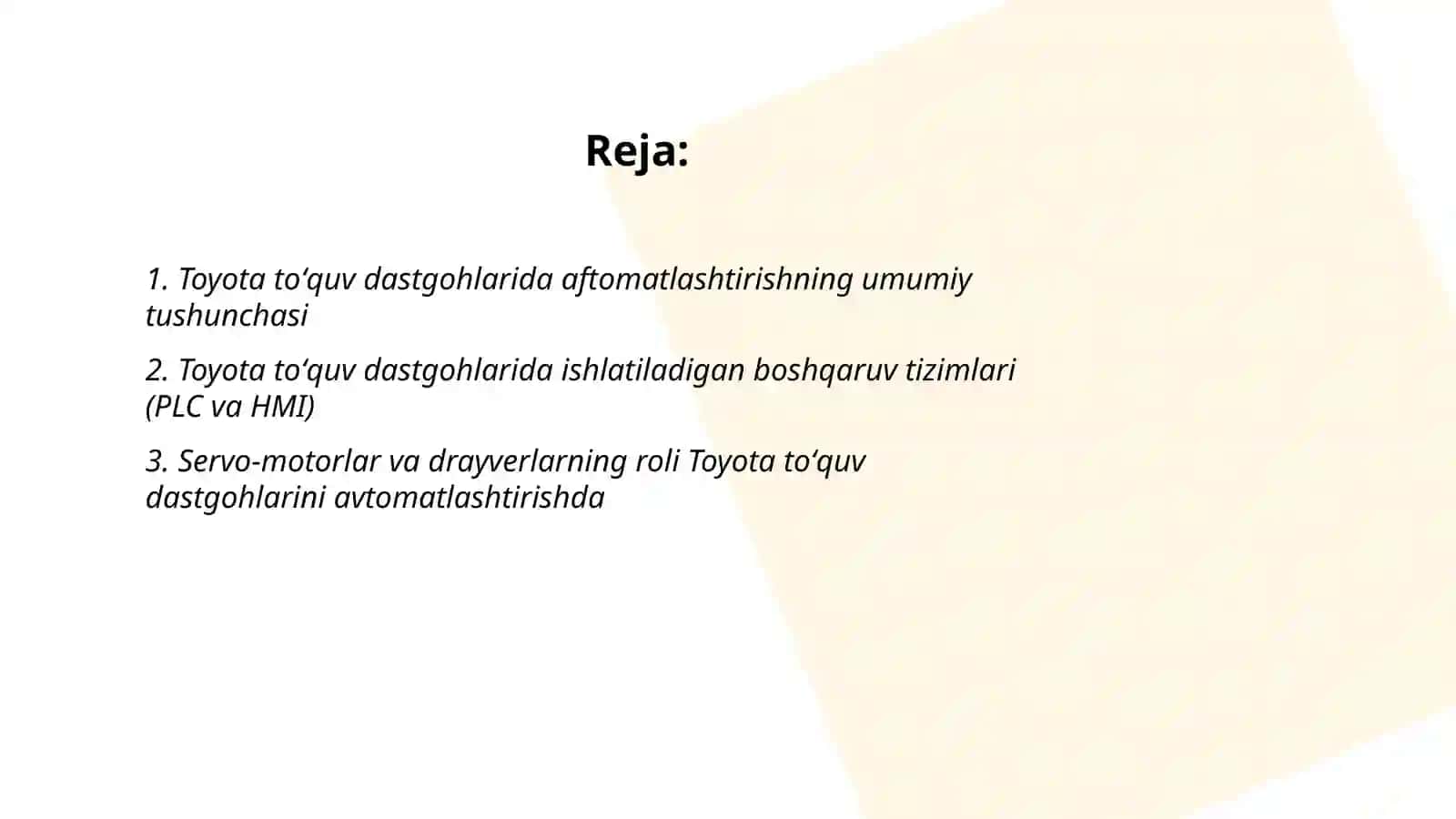 Toyota toʻquv dastgohlarining aftomatlashtirish 2