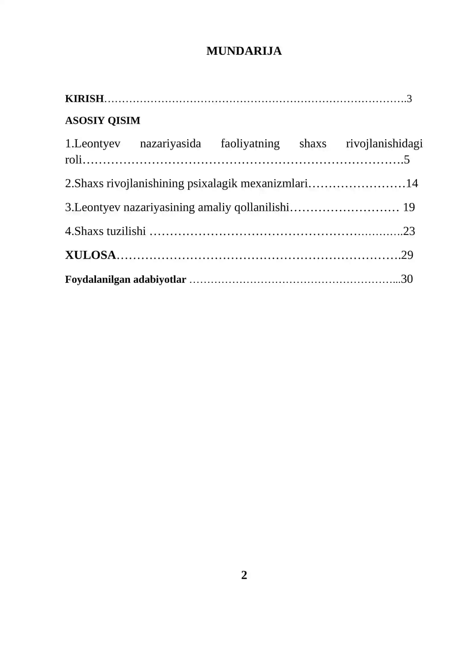 Shaxsning tuzilishi va rivojlanishi to'g'risida umumiy fikr (Leontiev) 2