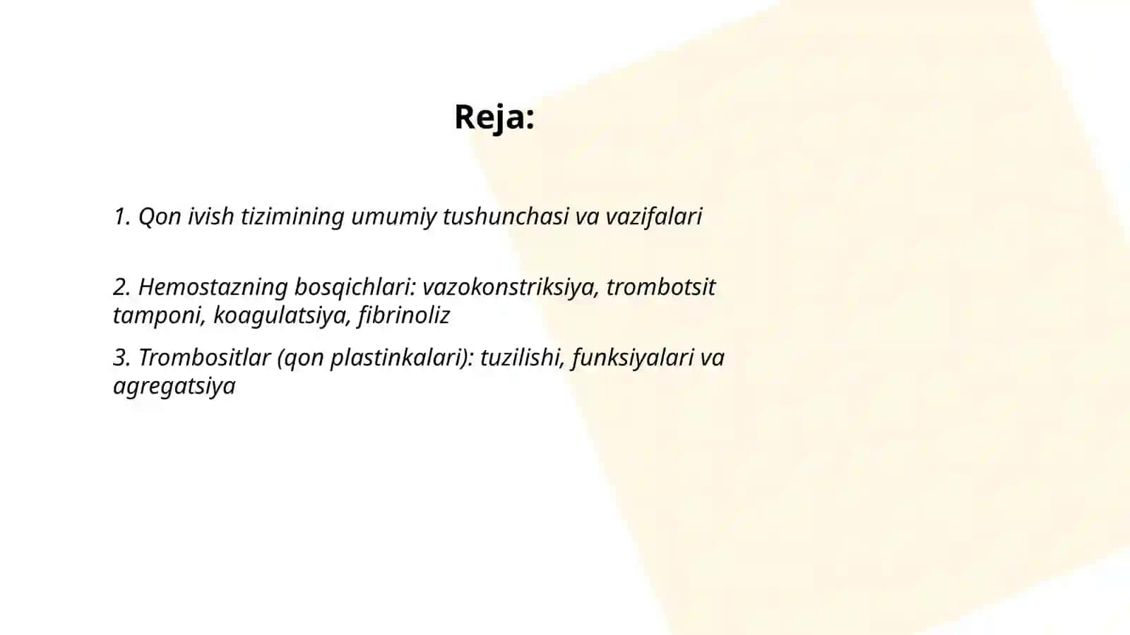 Qon ivish tizimi va qon ivish tizimining tarkibi 2