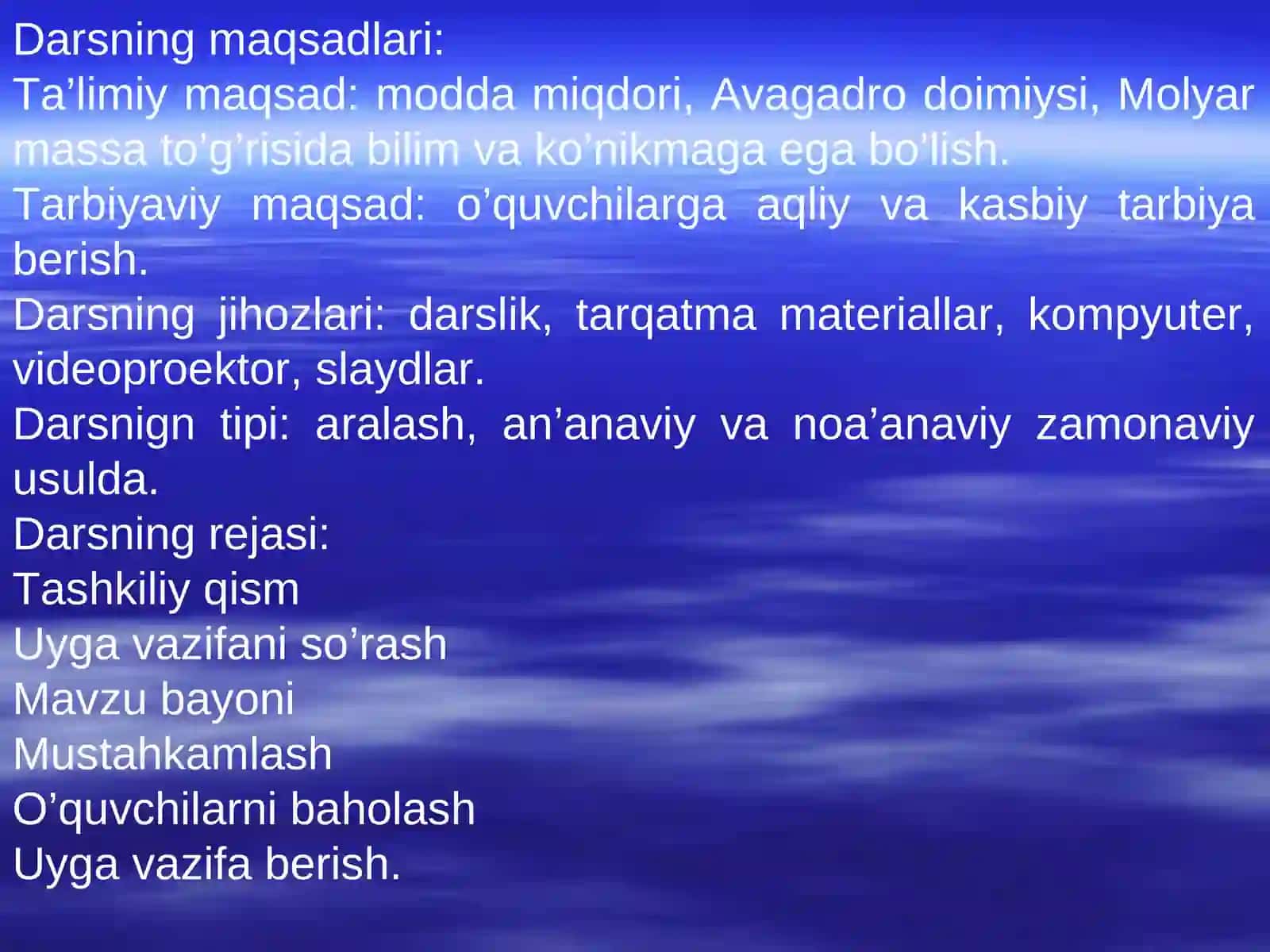 Modda miqdori va Molyar massa 2