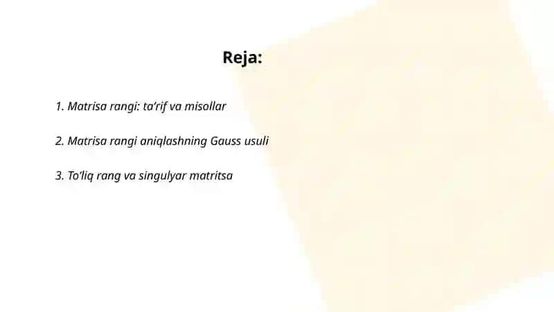 Matrisa rangi teskari matritsa 2