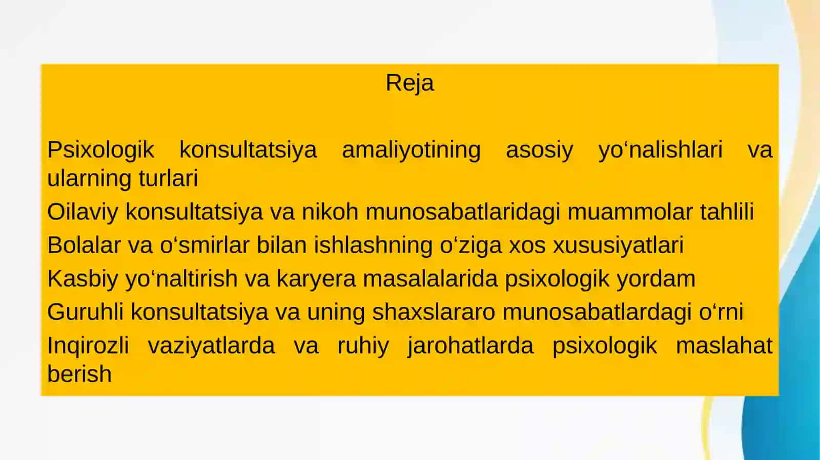 Psixologik konsultatsiya amaliyotidagi ayrim yo‘nalishlar 2