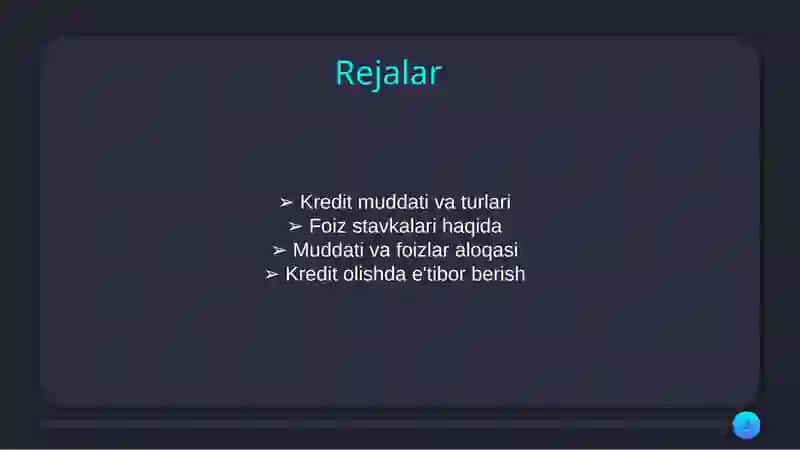 KREDIT MUDDATI VA FOIZ STAVKALARI MIQDORINI ANIQLASH 2