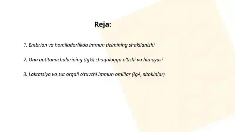 Immun tizimining rivojlanishi va yoshga bogʻliq oʻzgarishlar 2