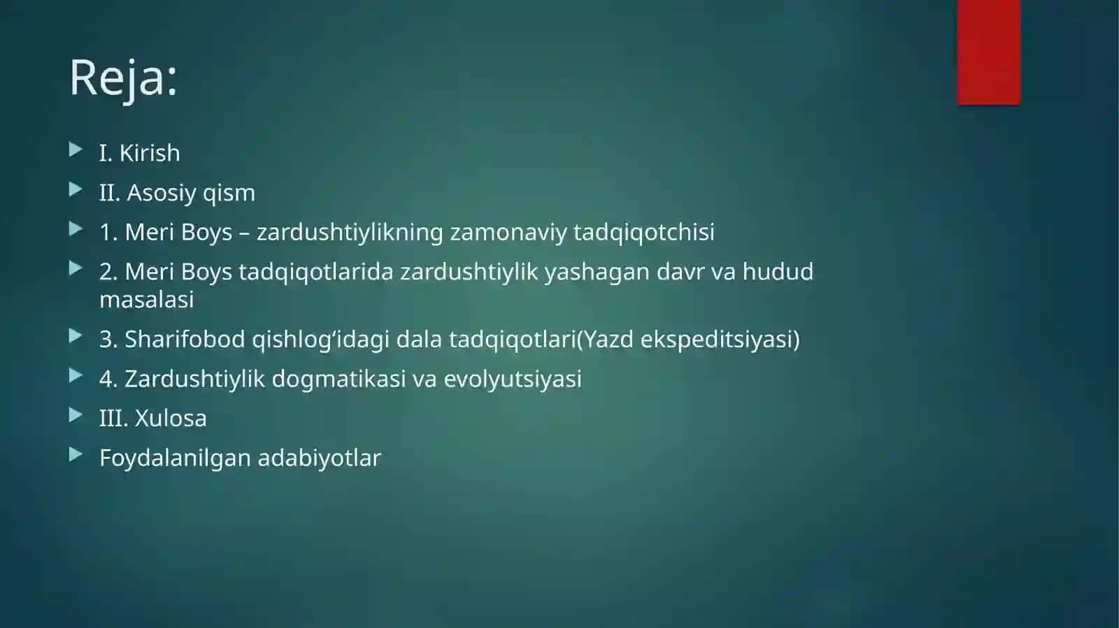 Meri Boysning zardushtiylik dini tarixi bo'yicha amalga oshirgan ilmiy tadqiqotlari 2