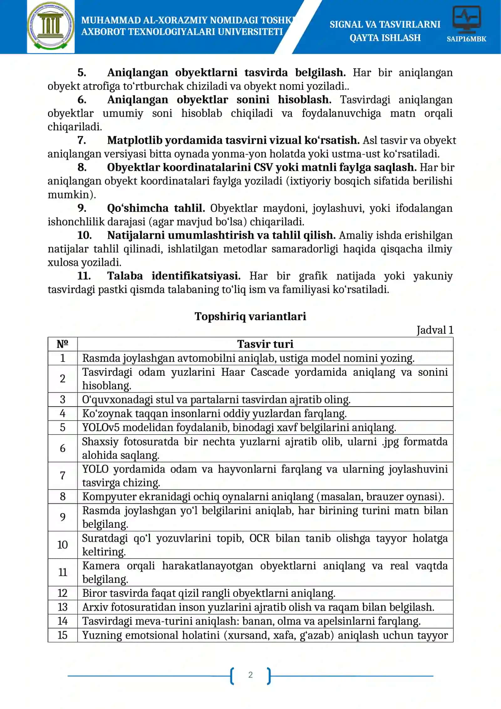 OPENCV KUTUBXONASI YORDAMIDA TASVIRDAN OBYEKTNI ANIQLAB OLISH 2