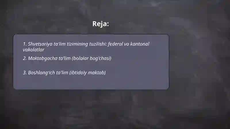Shvetsariya ta'lim tizimi 2