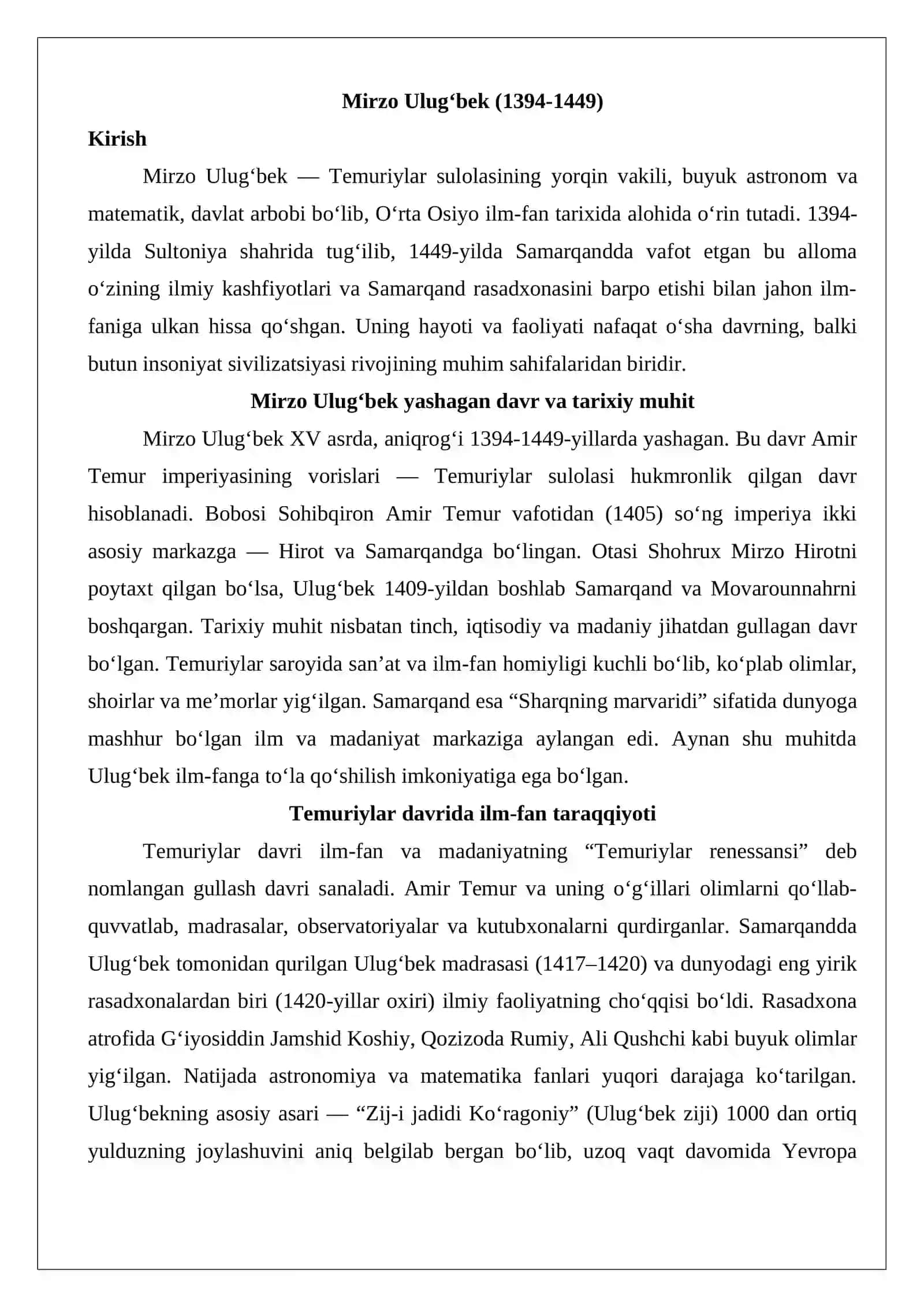 Mirzo Ulug‘bek (1394-1449) 2