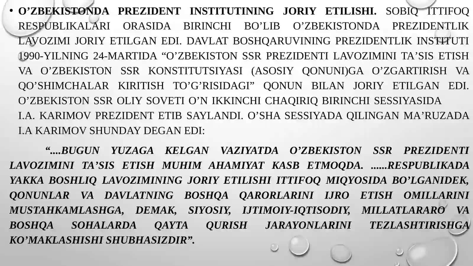 Oʼzbekistondagi demokratik, fuqarolik jamiyati asoslarining shakllantirilishi 2