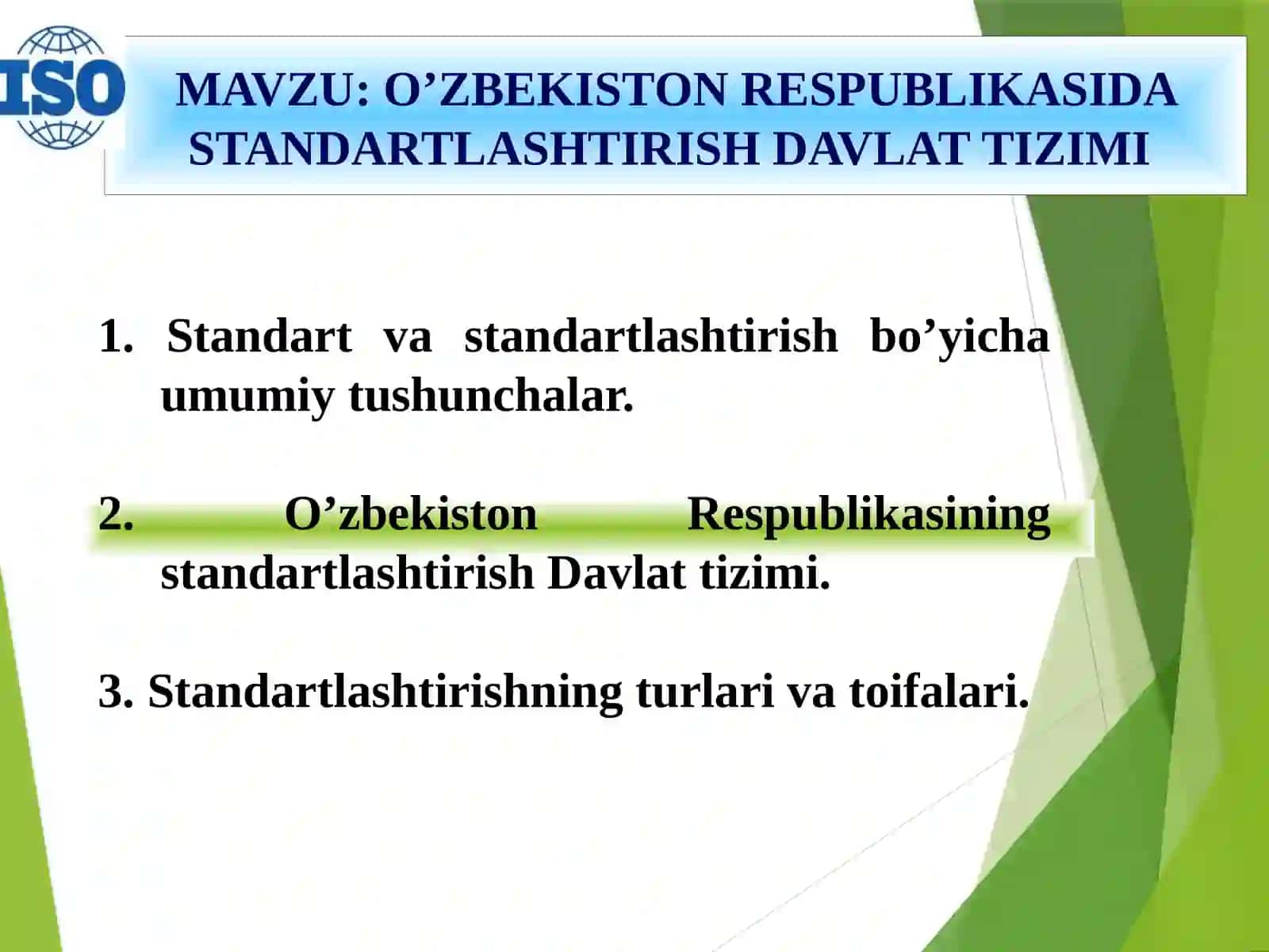 O’ZBEKISTОN RESPUBLIKASIDA STANDARTLASHTIRISH DAVLAT TIZIMI 2